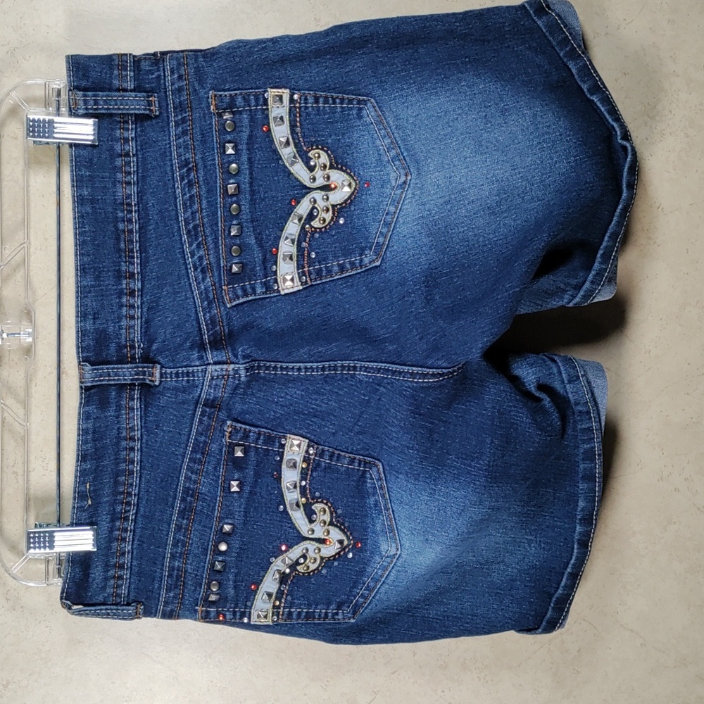 2/$10 05103 Southpole stretch denim cuffed shorts w/ deco back pockets 9